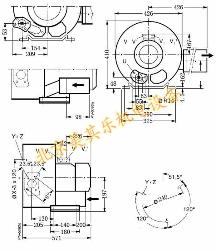  2GH720/7.5kw雙段高壓鼓風(fēng)機(jī)CAD圖