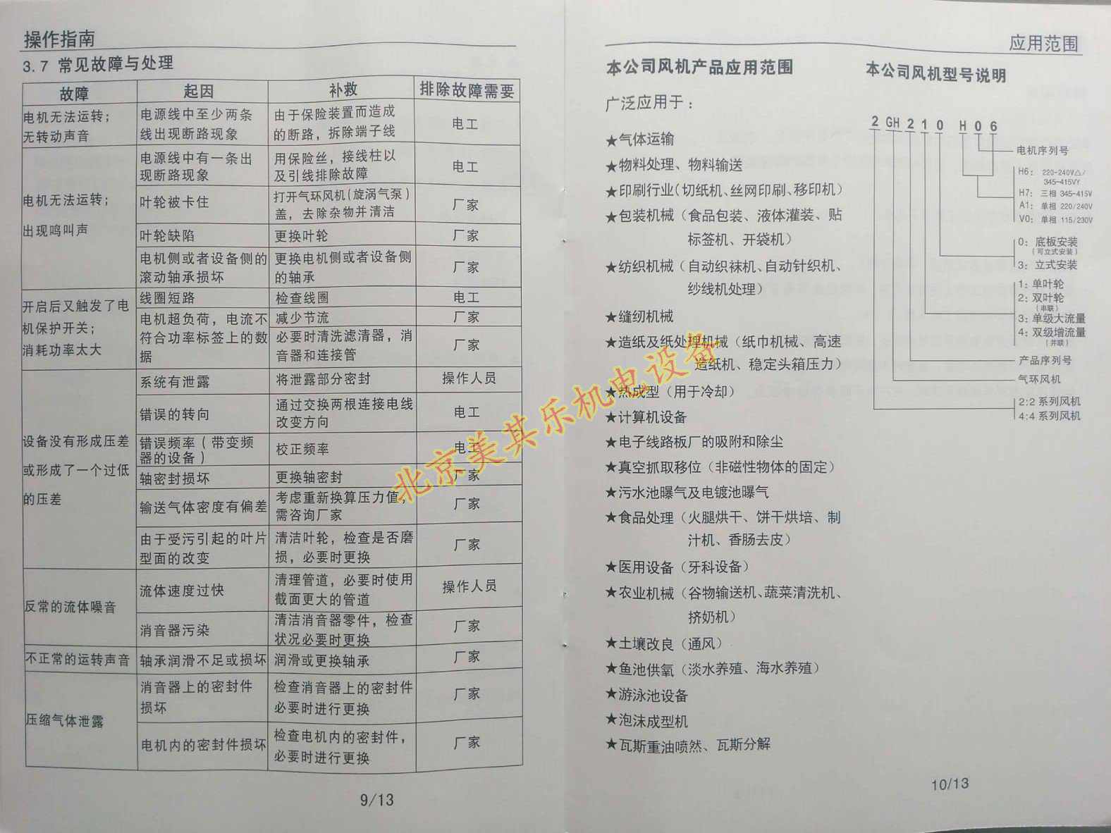 高壓風(fēng)機(jī)說明書